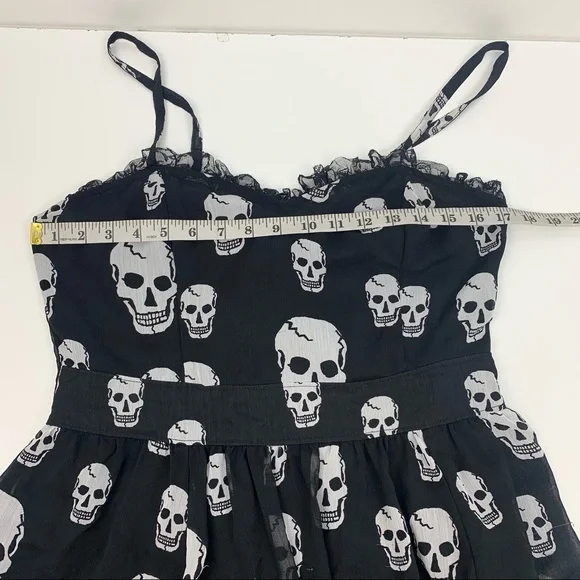 TRIPP NYC Skull Chiffon Dress Ruffles Goth Black Size Large - Picture 9 of 13